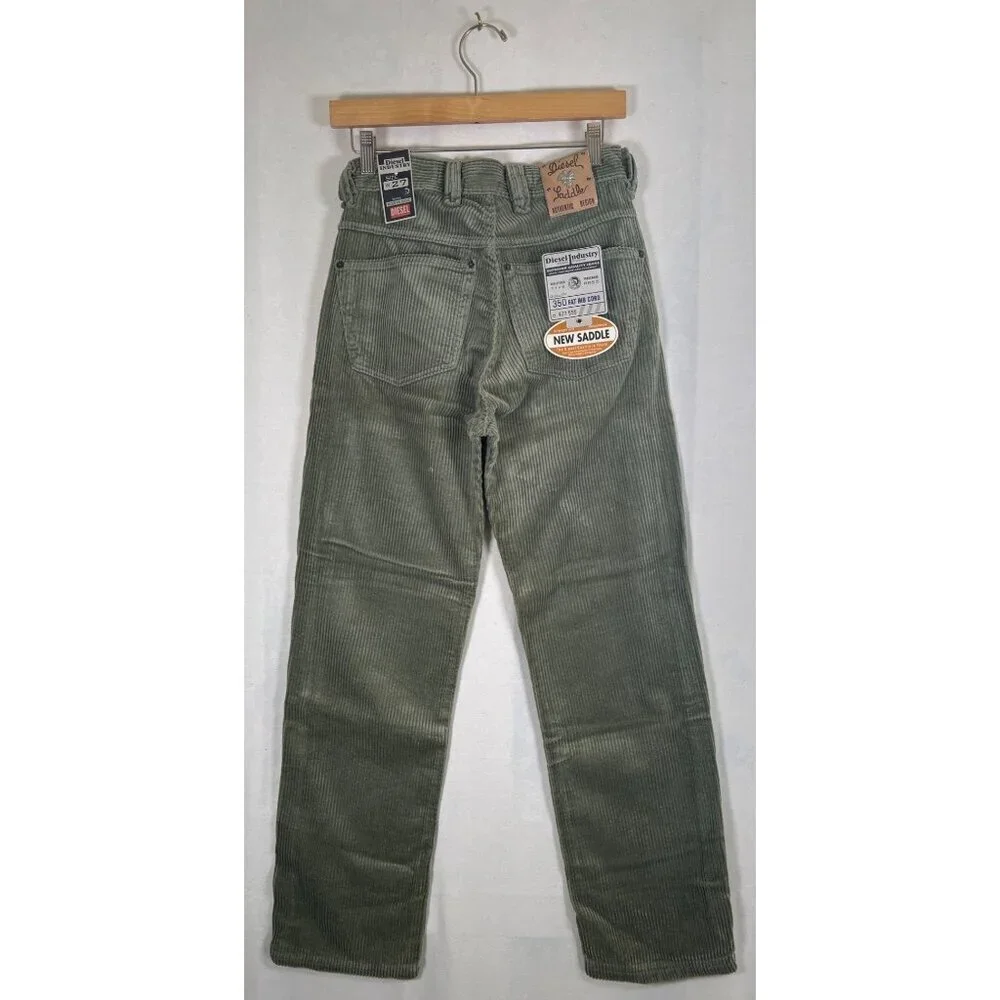 RARE 90s DIESEL New Saddle Mens Size 27W Olive Fat Cord Jean NOS with Tags Italy
